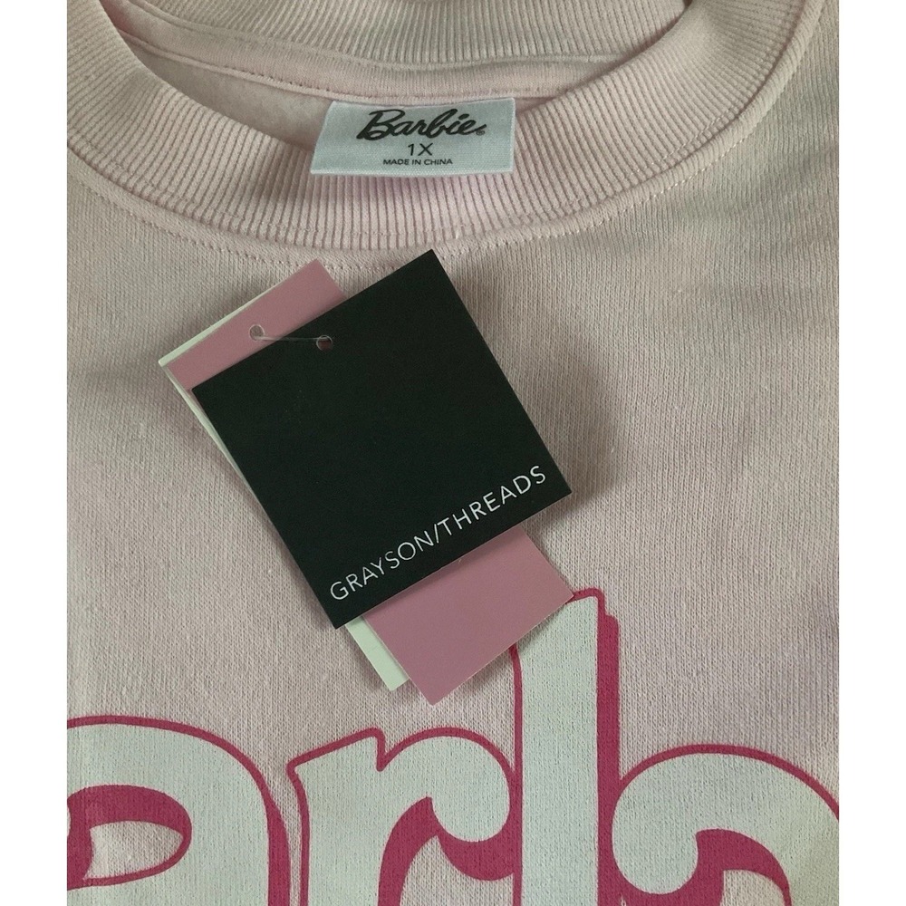 NWT BARBIE Sweatshirt Jumper Pink Fleece Lined Womens Plus 1X - Picture 3 of 4